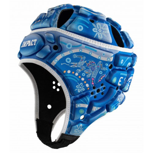 Custom Indigenous design Rugby Headguard (Blue)